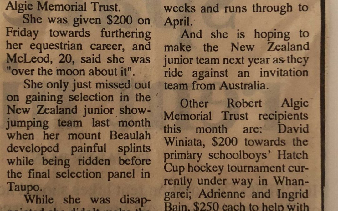 $1100 given to sports people – Newspaper Article 10/09/91