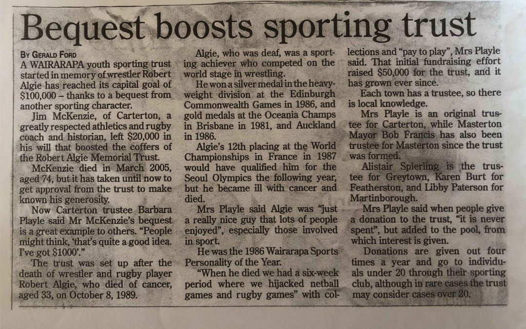 Bequest Boosts Sporting Trust – History Archive 2005